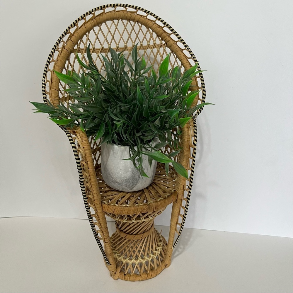 Vintage Wicker Doll Peacock Chair or Plant Stand - Picture 2 of 7